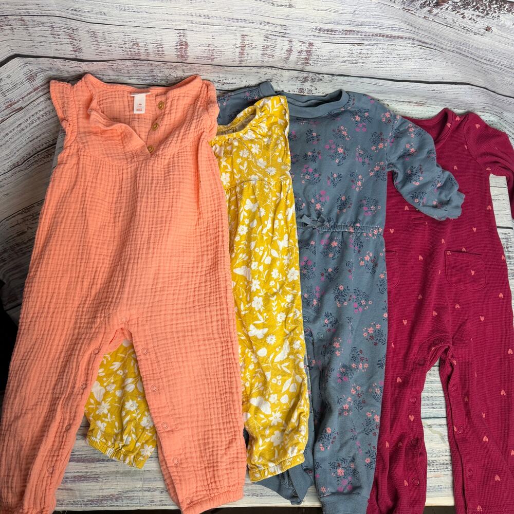 Baby Girl Romper Jumpsuit Lot 4 Pc 12-18M Cat & Jack Old Navy Carters Floral